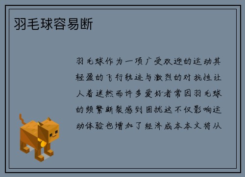 羽毛球容易断